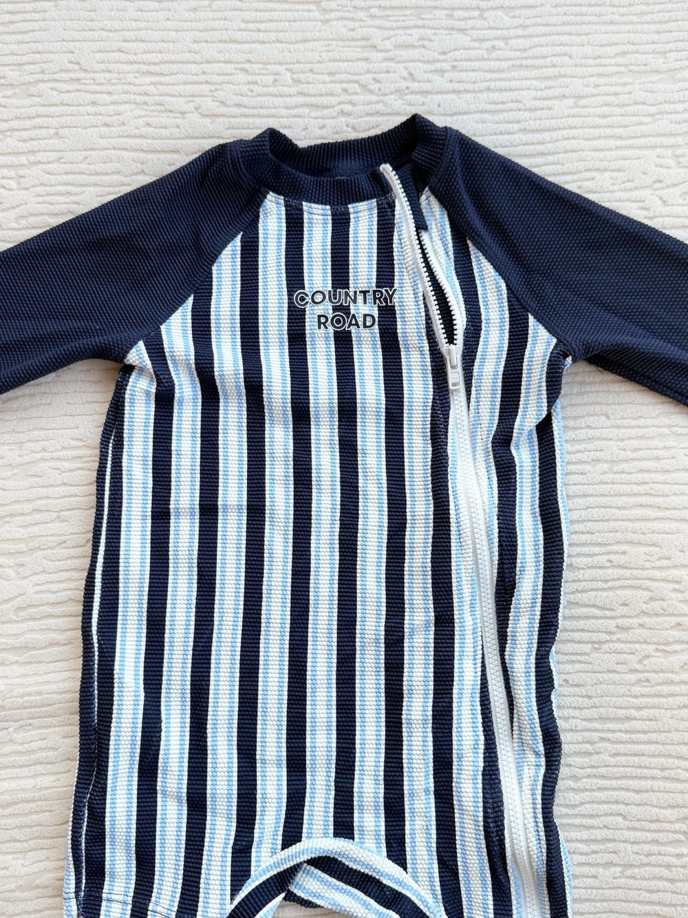 Country Road Kids Navy & Light Blue Stripe Rash Guard Swimsuit - 12-18mo